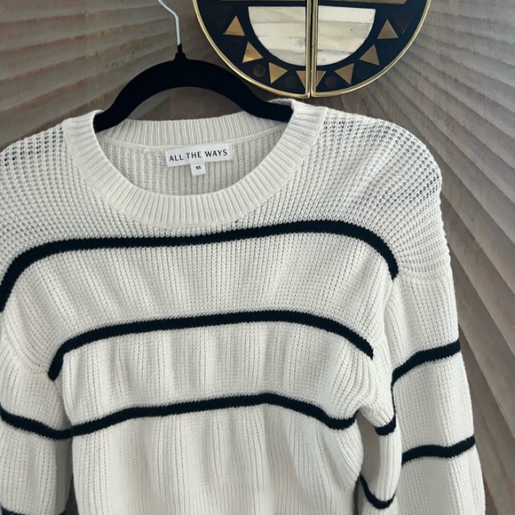 Revolve Black and White Striped Sweater - Picture 3 of 5